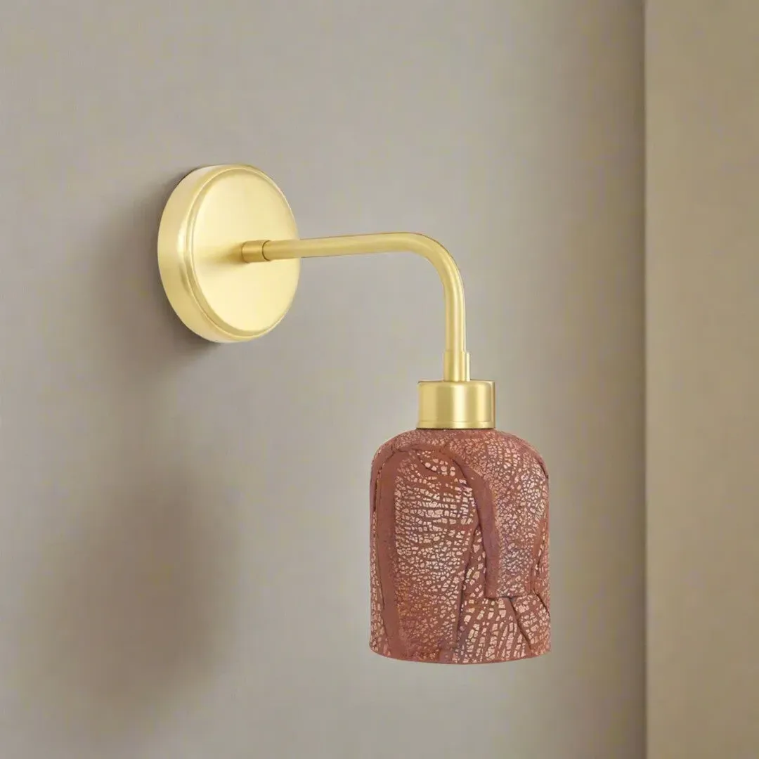 Ceramic Wall Light with Brass Arm - Red, Ceramic