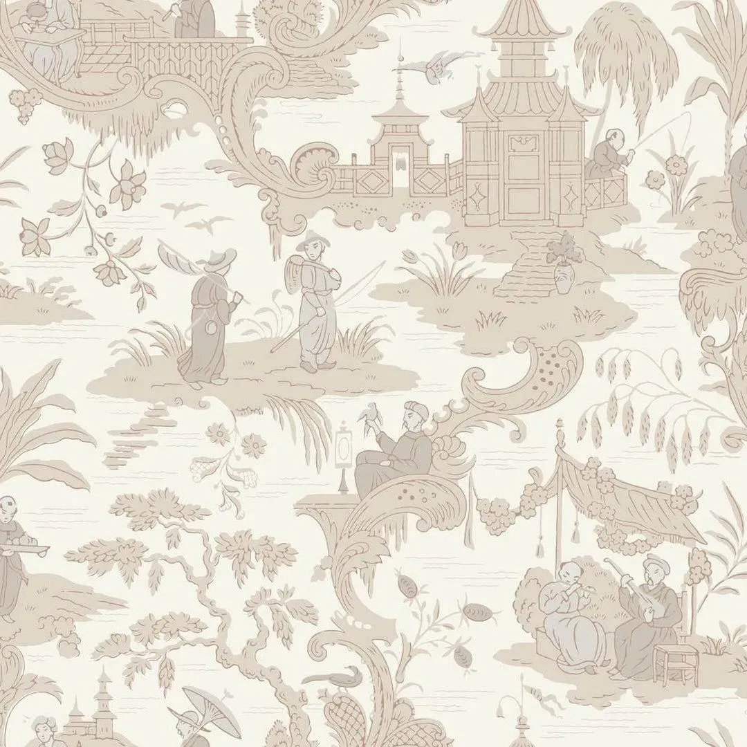 Chinese Toile Wallpaper Roll - Ivory
