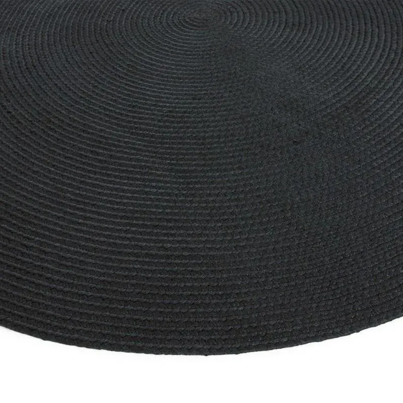 Circular Woven Outdoor Rug - Charcoal, Polyester
