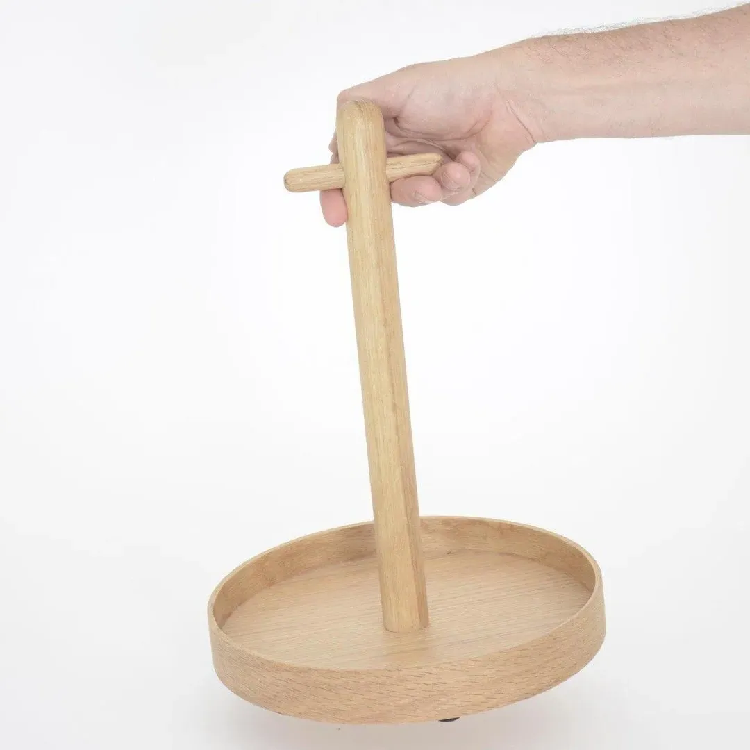 Condiment Tray with Storage - Oak Wood