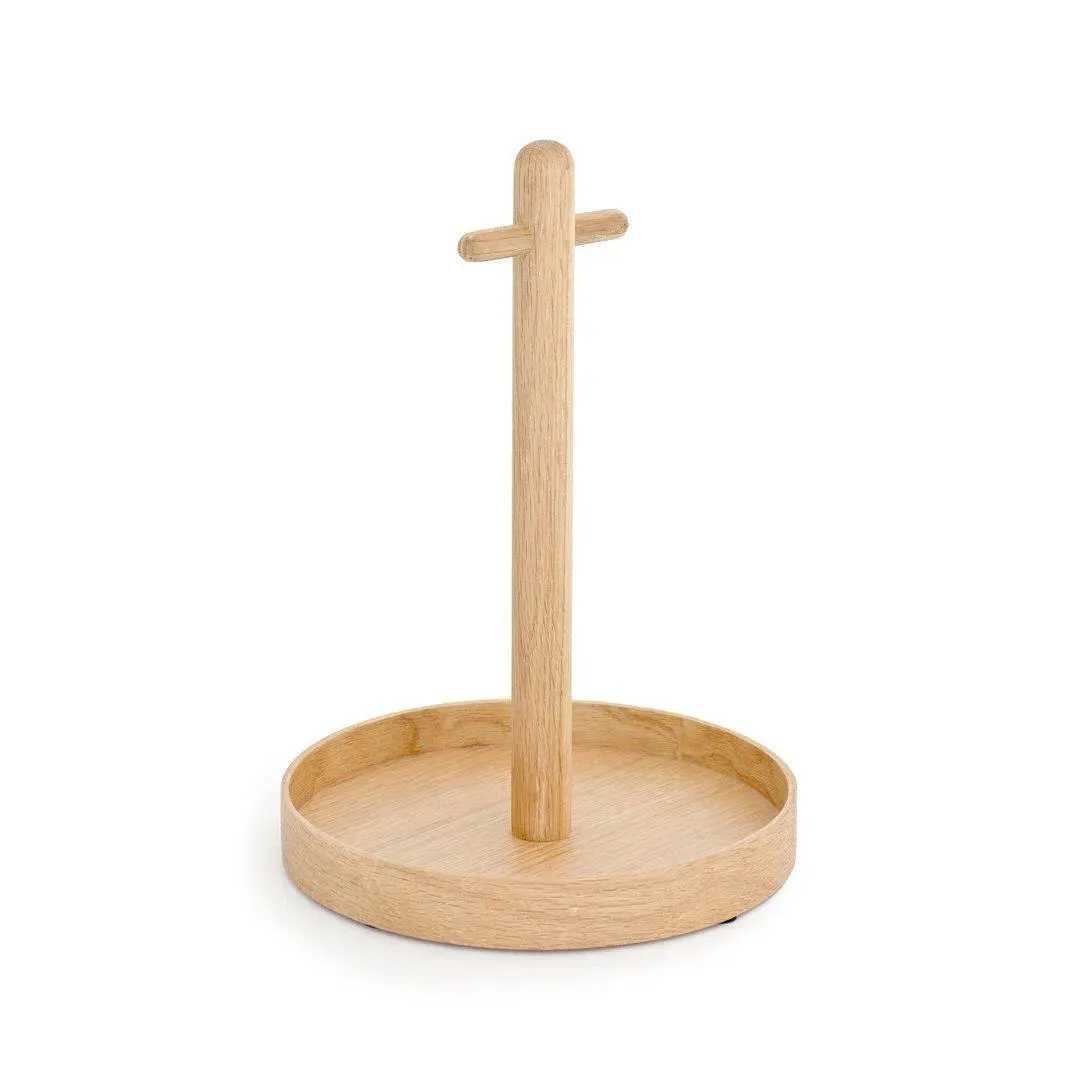 Condiment Tray with Storage - Oak Wood