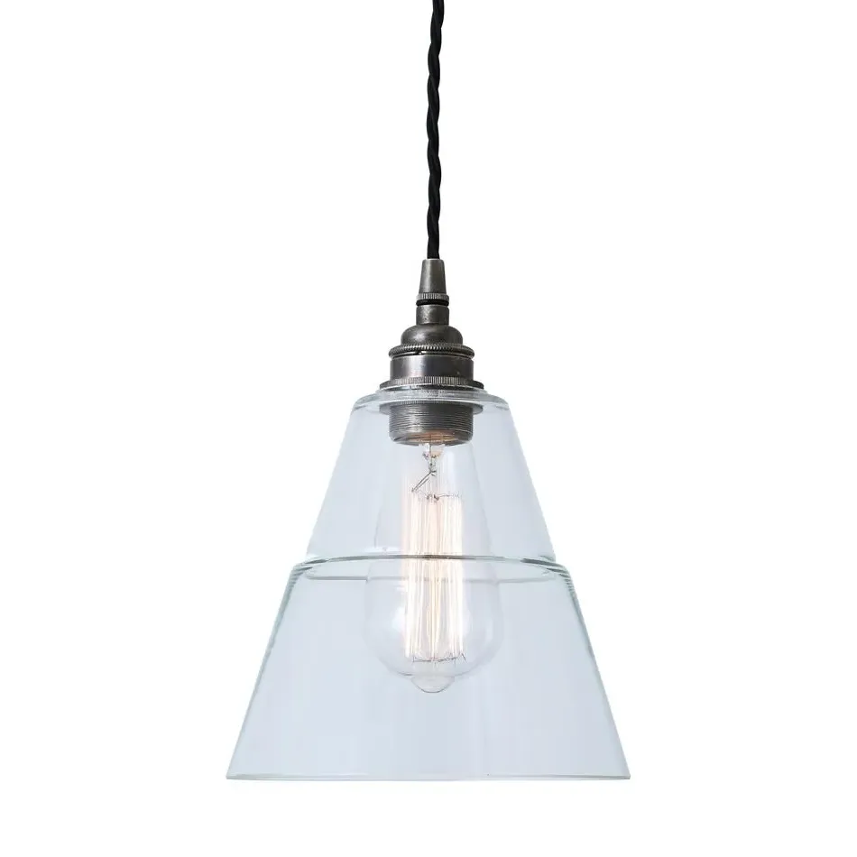 Cone Pendant Light - Antique Silver, Glass