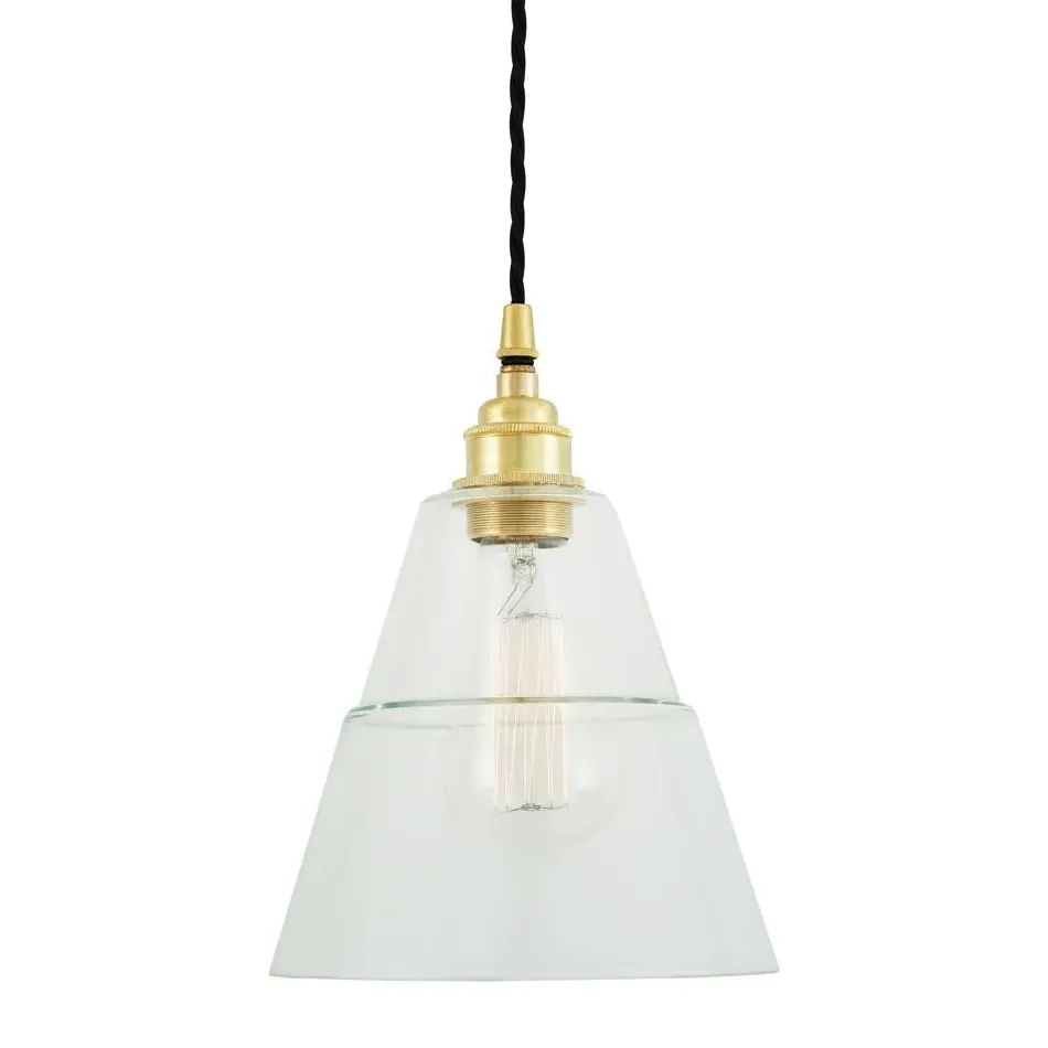 Cone Pendant Light - Satin Brass, Glass