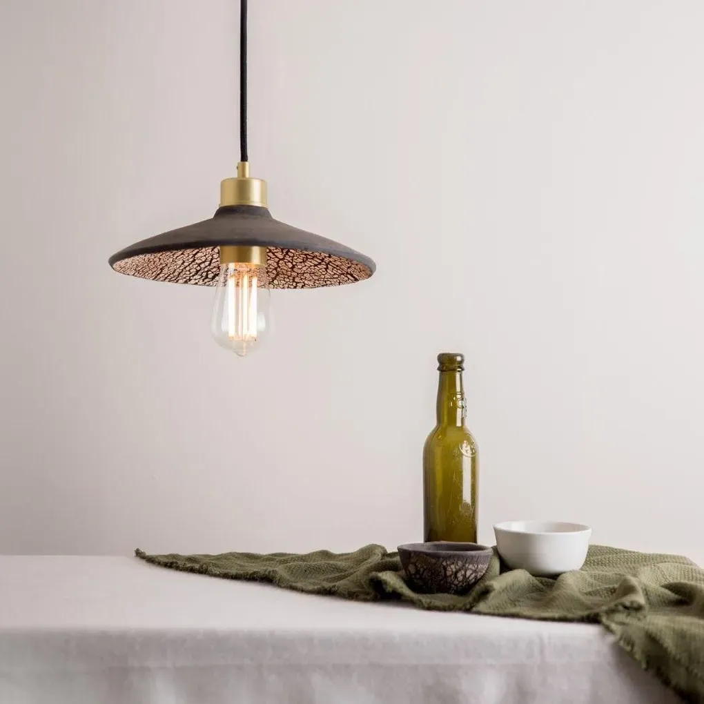 Conical Pendant Light - Black Clay, Ceramic image