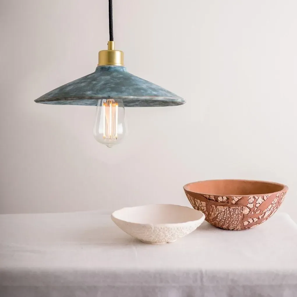 Conical Pendant Light - Blue Earth, Ceramic