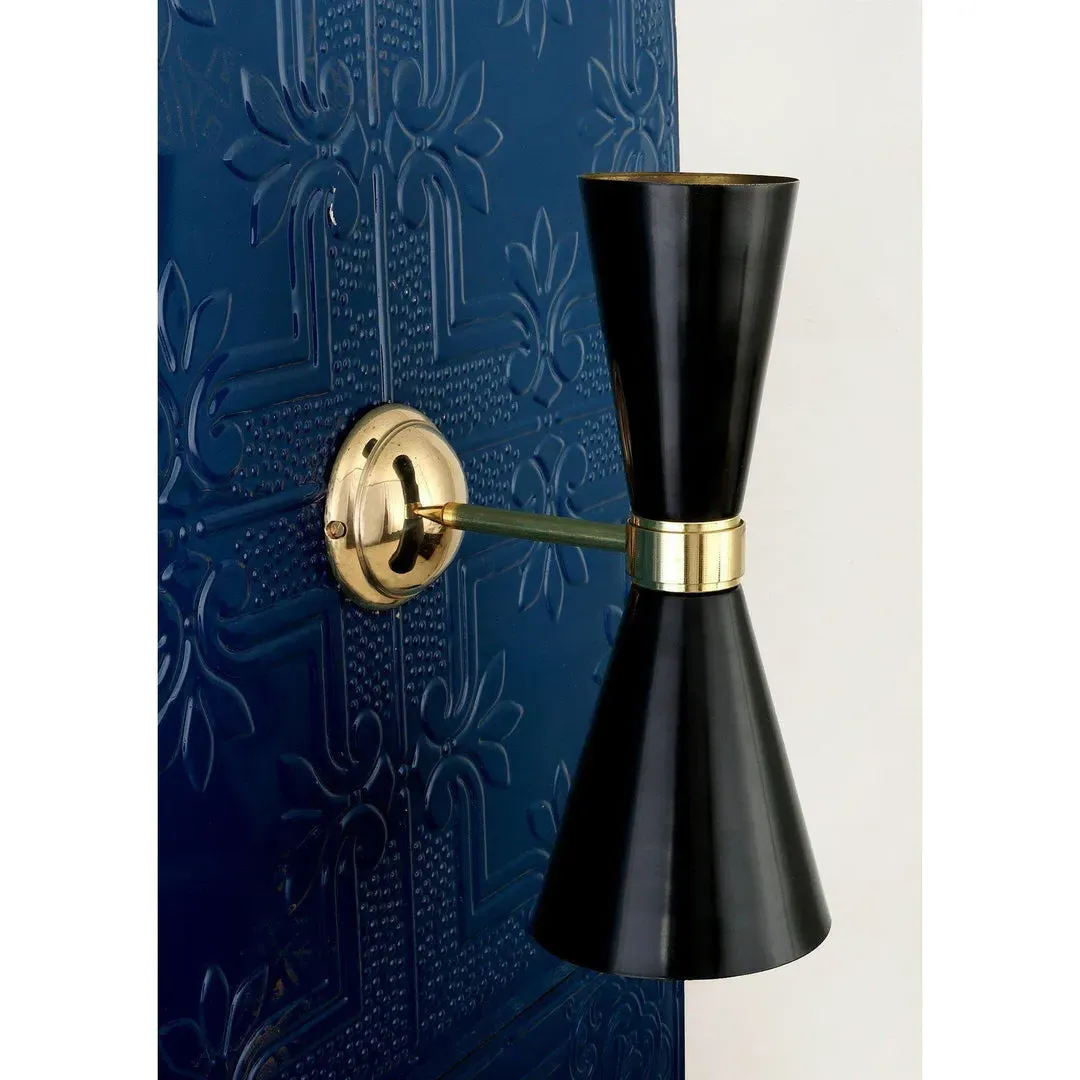 Contemporary Wall Light - Black, Brass