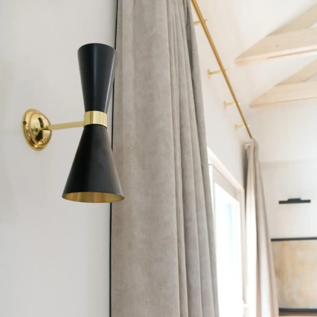 Contemporary Wall Light - Black, Brass