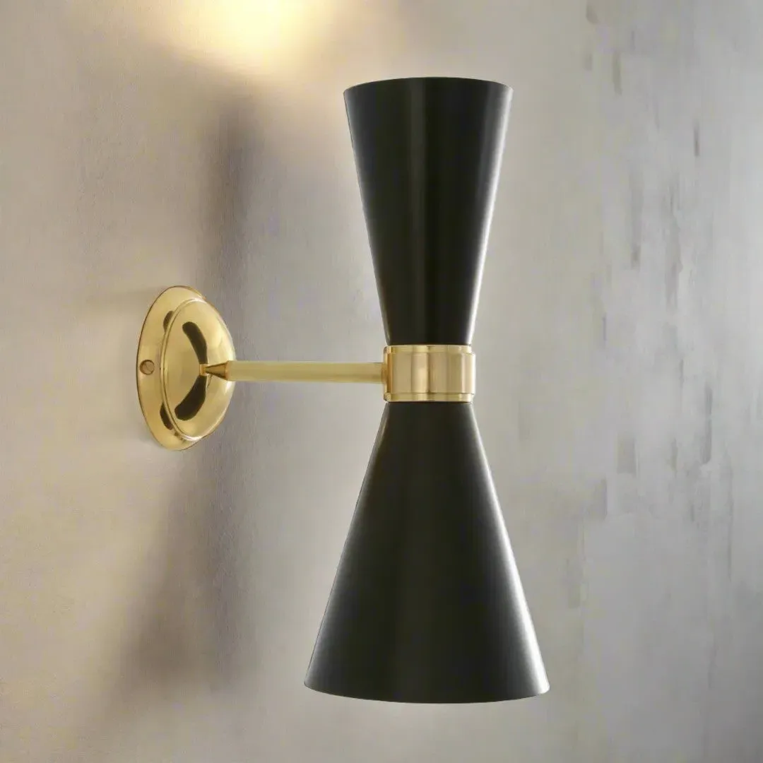 Contemporary Wall Light - Black, Brass image