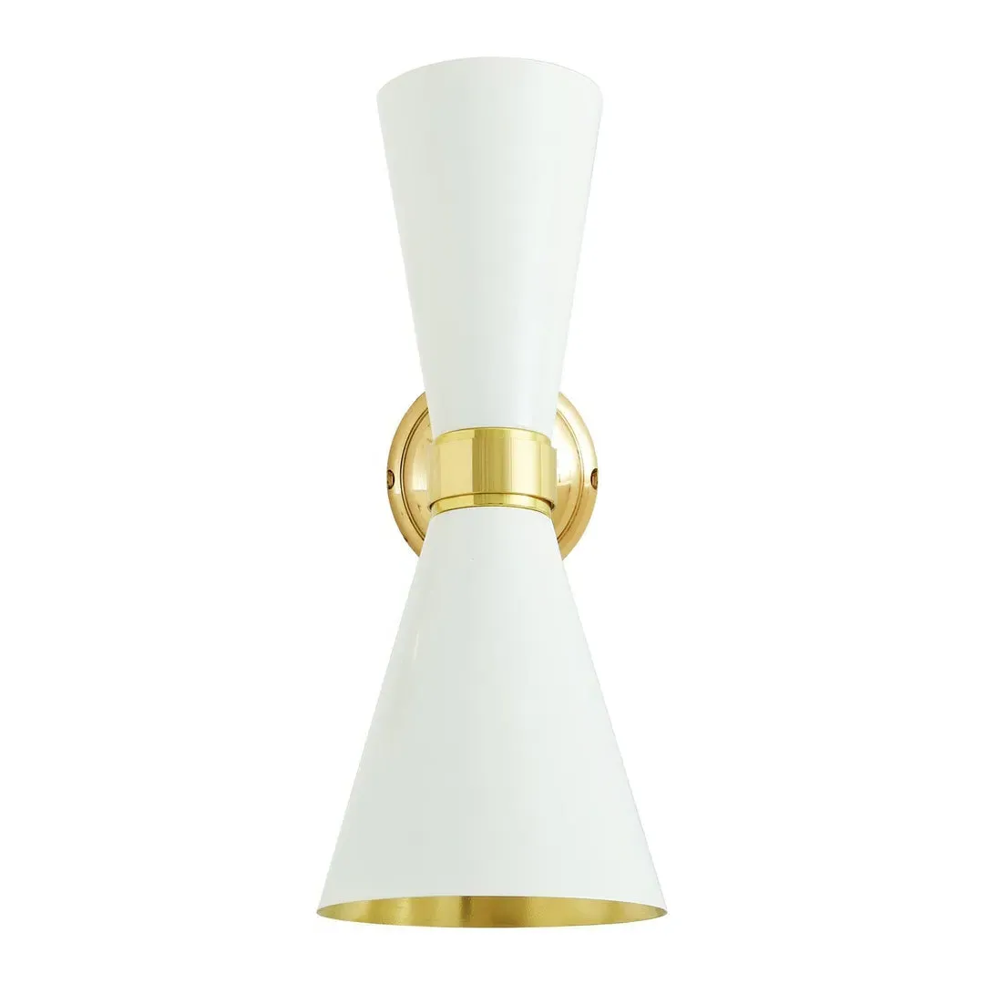 Contemporary Wall Light - White, Brass