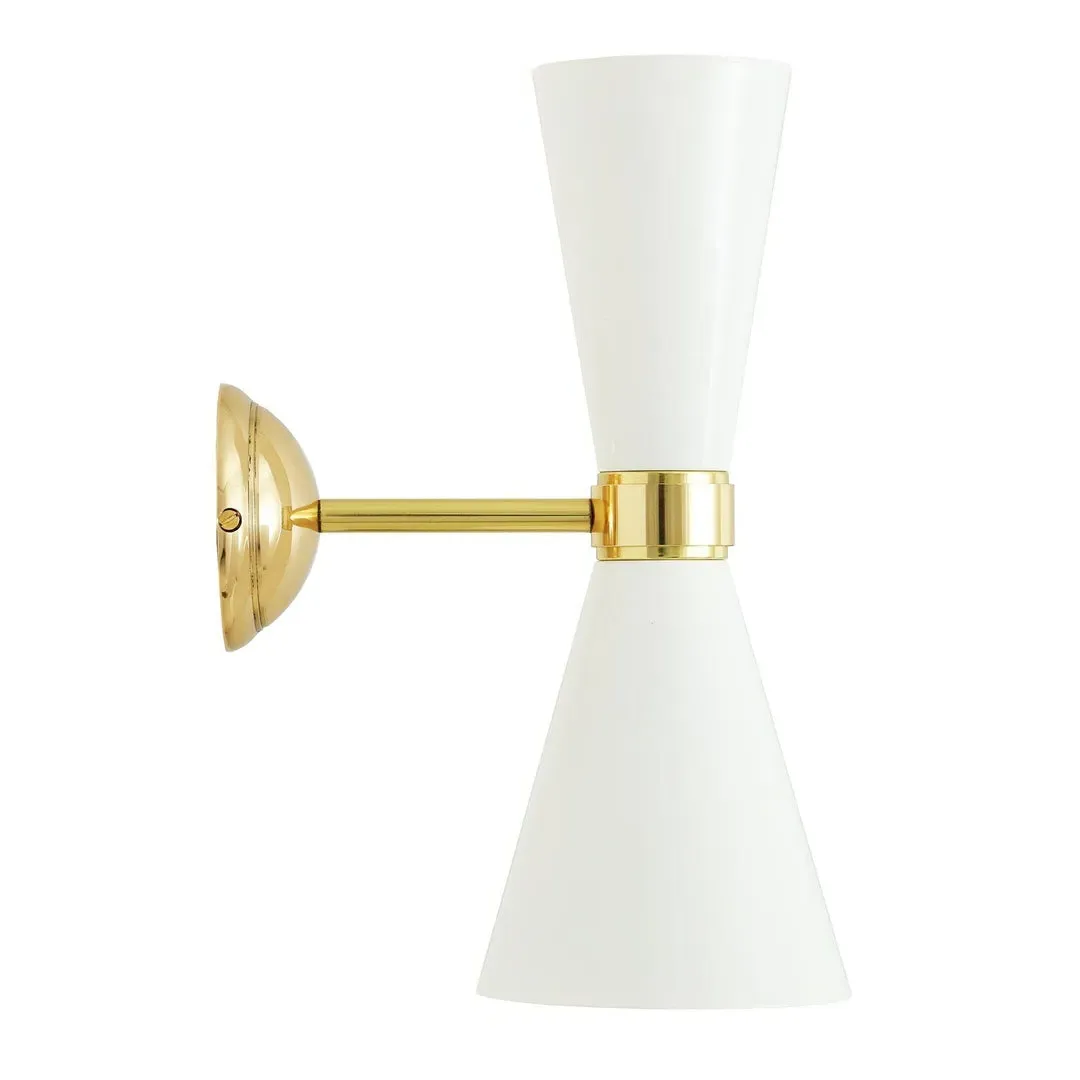 Contemporary Wall Light - White, Brass