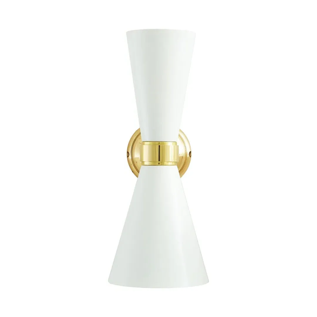 Contemporary Wall Light - White, Brass