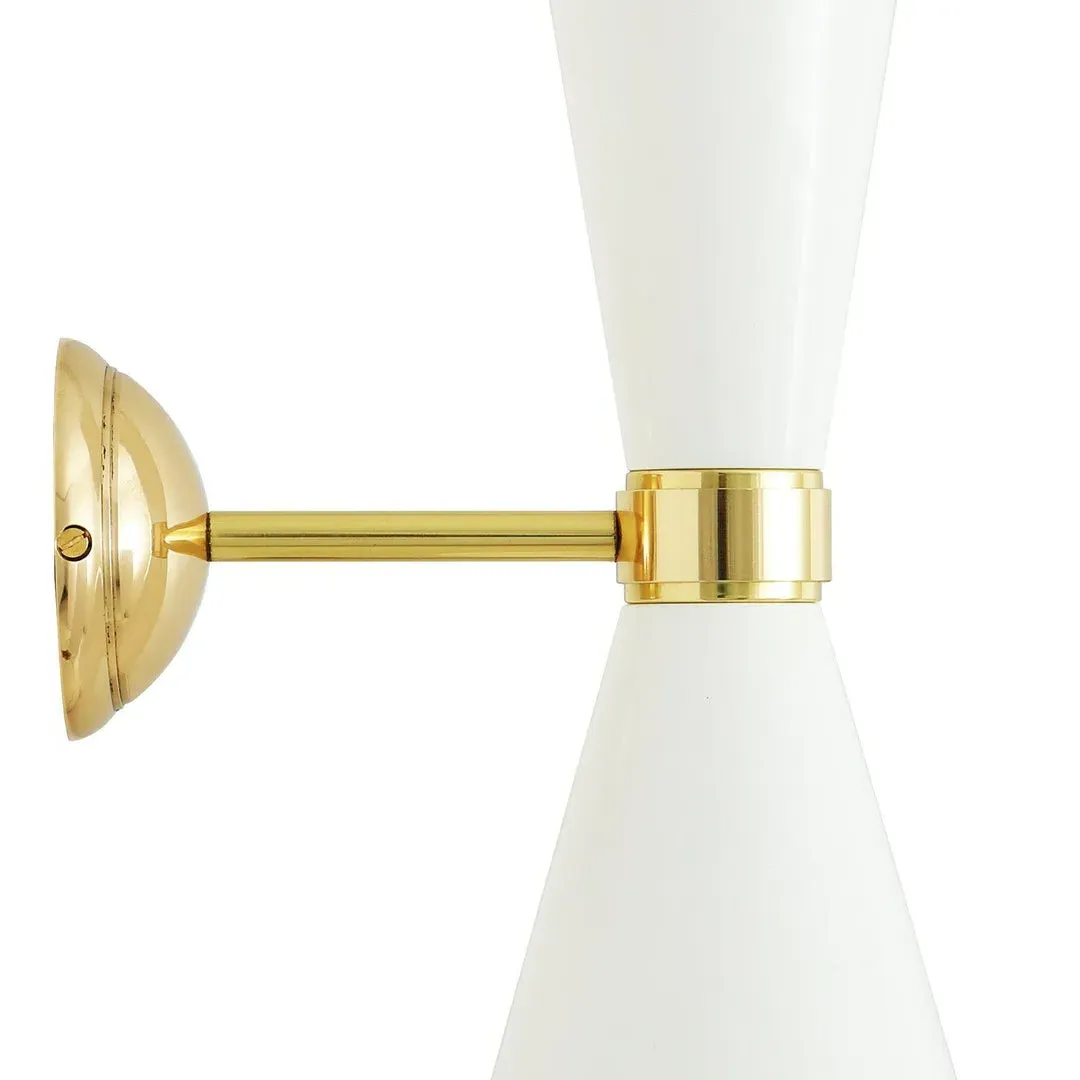 Contemporary Wall Light - White, Brass