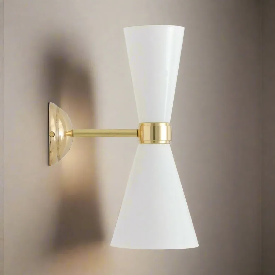 Contemporary Wall Light - White, Brass