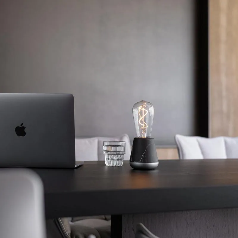 Cordless LED Table Lamp - Black, Marble