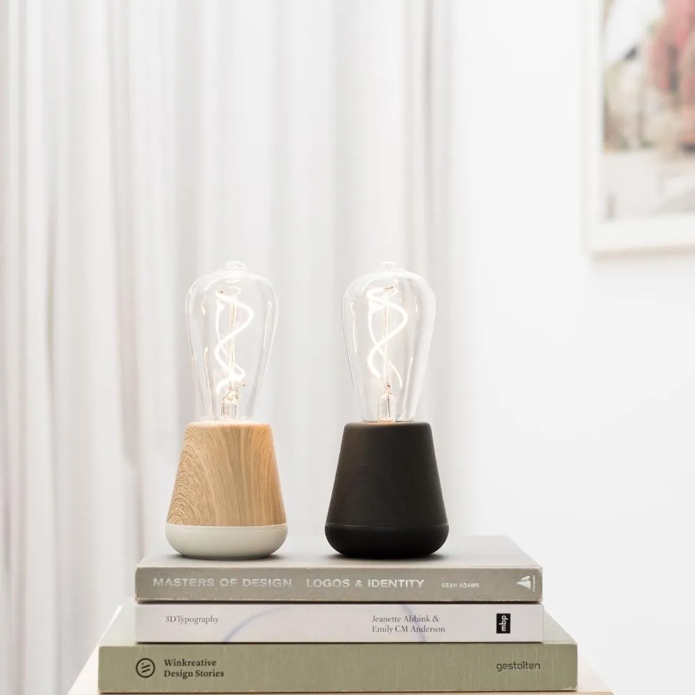 Cordless LED Table Lamp - Black, Wood