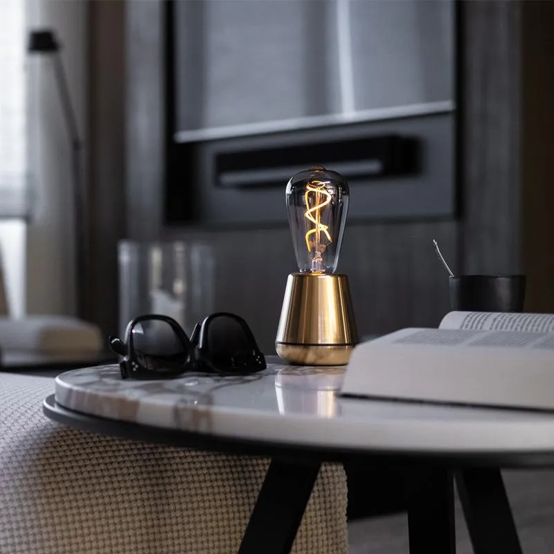 Cordless LED Table Lamp - Gold, Metal