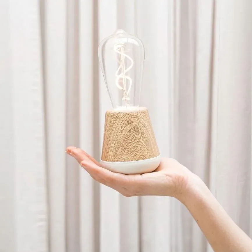Cordless LED Table Lamp - Oak, Wood