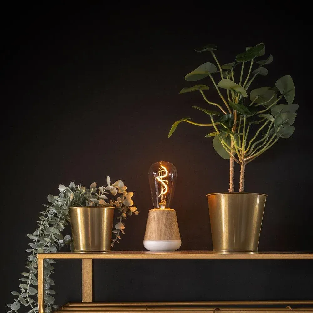 Cordless LED Table Lamp - Oak, Wood