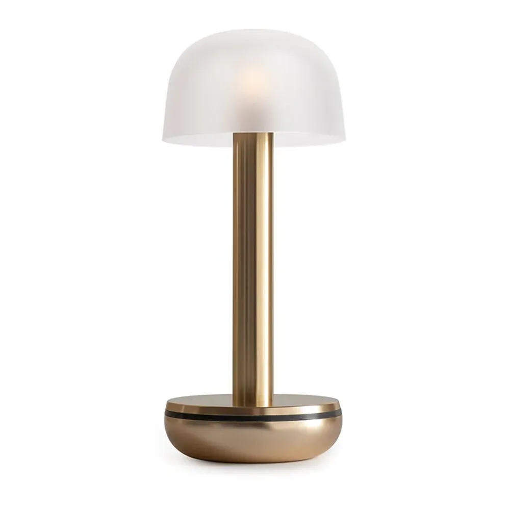 Cordless Table Light - Gold, Frosted Glass