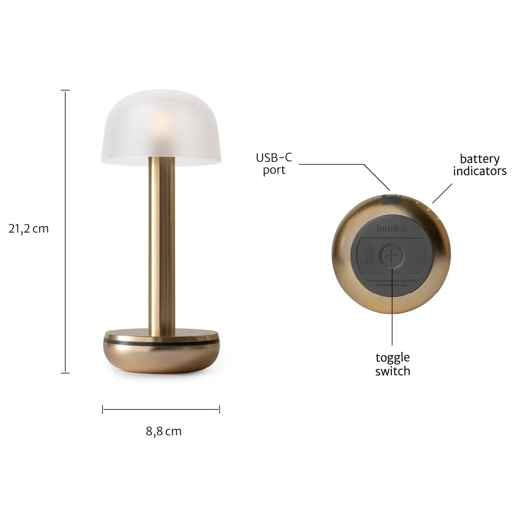 Cordless Table Light - Gold, Frosted Glass