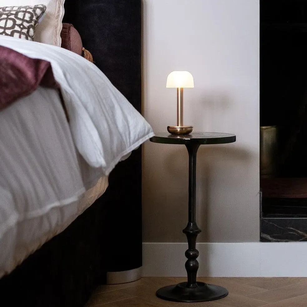 Cordless Table Light - Gold, Frosted Glass