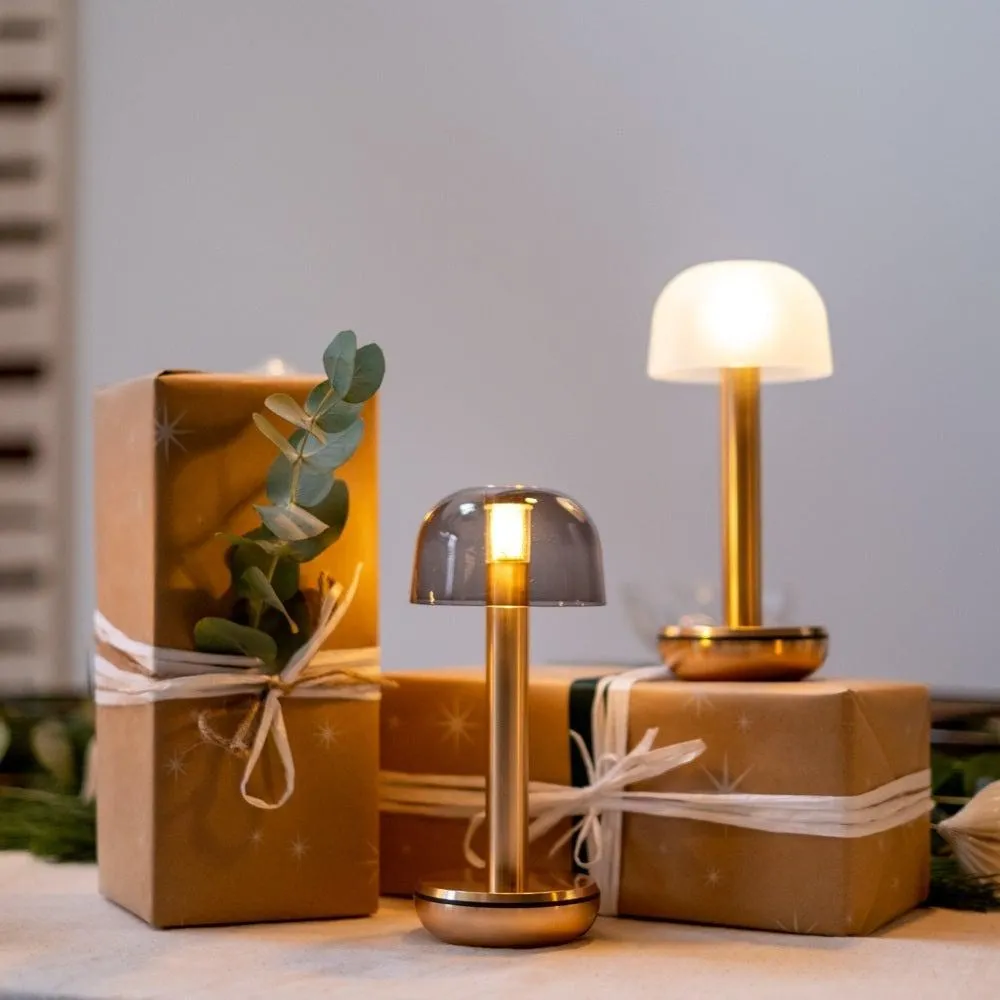 Cordless Table Light - Gold, Smoked Glass