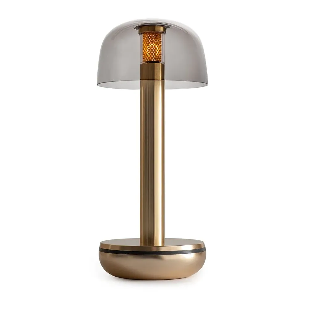 Cordless Table Light - Gold, Smoked Glass