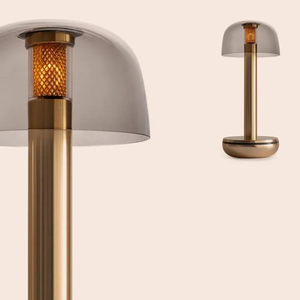 Cordless Table Light - Gold, Smoked Glass