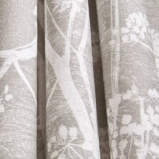 Cow Parsley Linen Fabric - White & Taupe