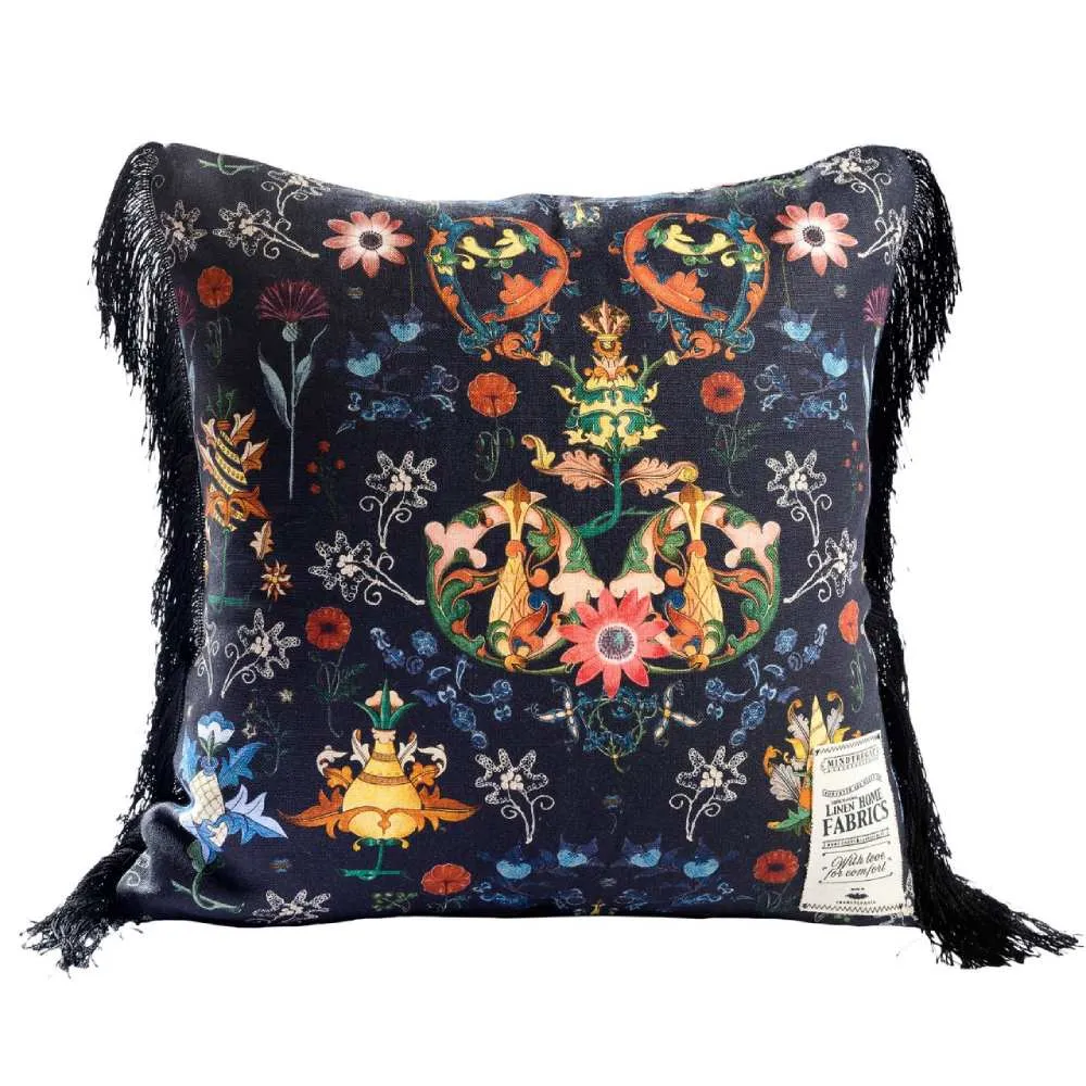 Cushion Folk Design - Blue, Fabric