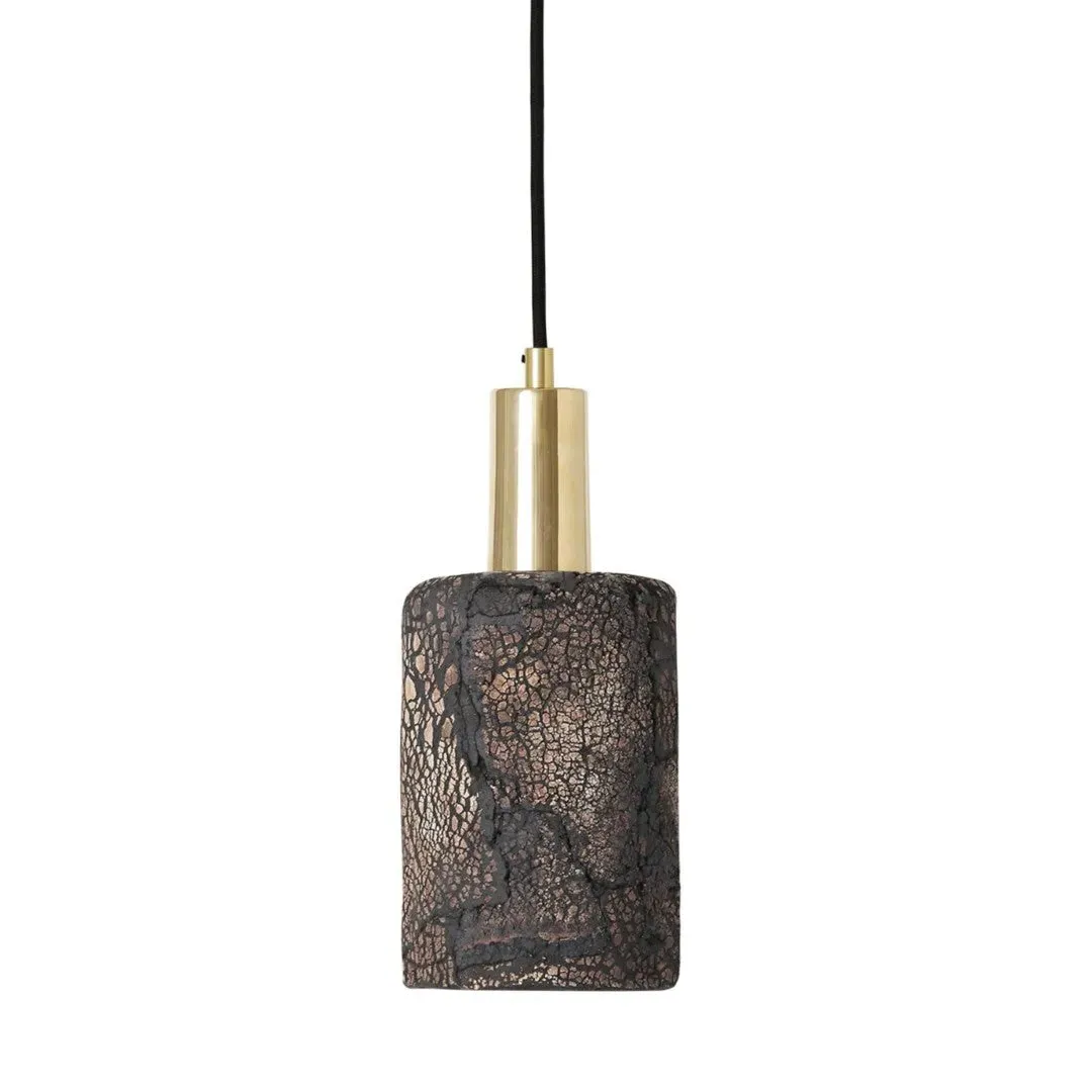 Cylinder Pendant Light - Black Clay, Ceramic