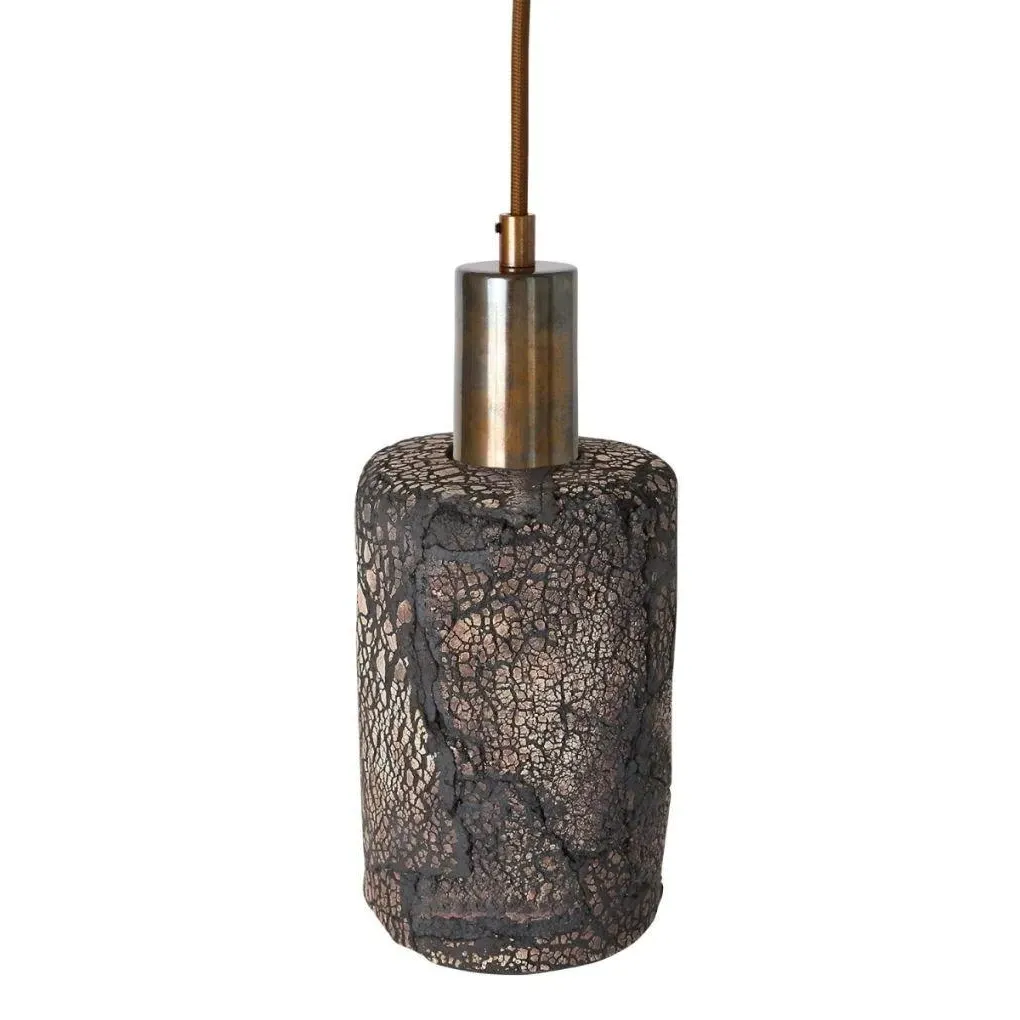 Cylinder Pendant Light - Black Clay, Ceramic