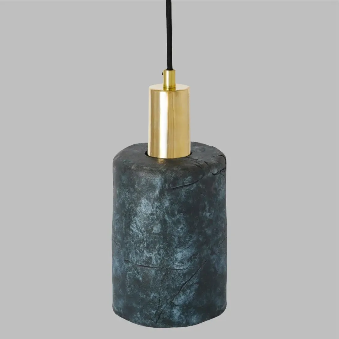 Cylinder Pendant Light - Blue Earth, Ceramic