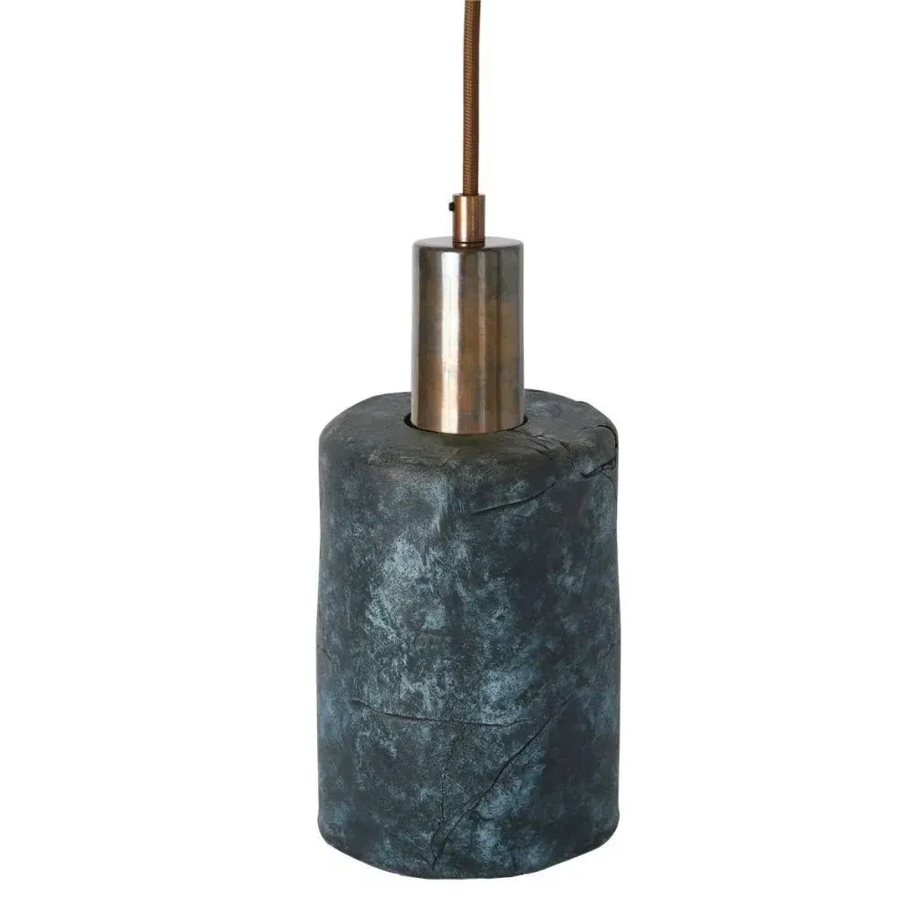 Cylinder Pendant Light - Blue Earth, Ceramic