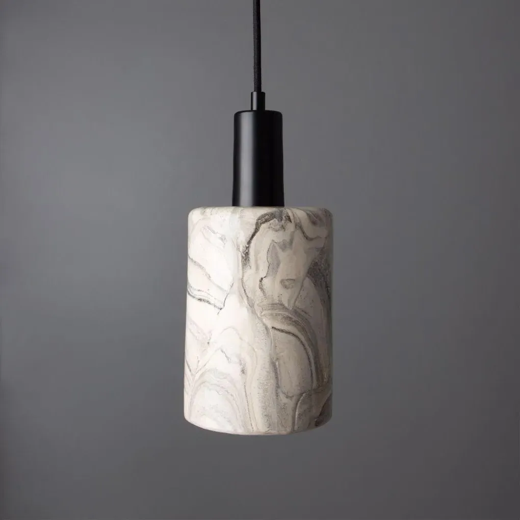 Cylinder Pendant Light - Marbled, Ceramic image