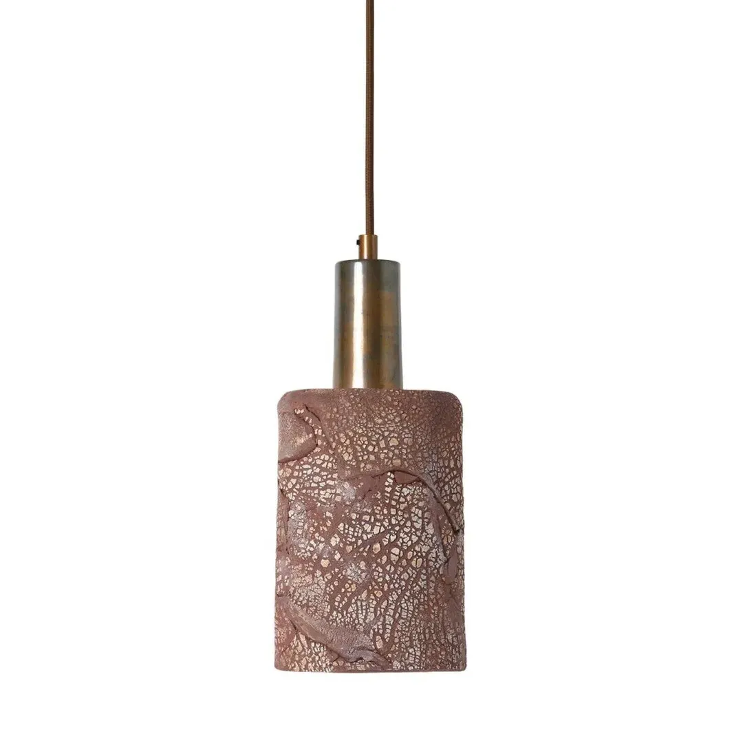 Cylinder Pendant Light - Red Iron, Ceramic
