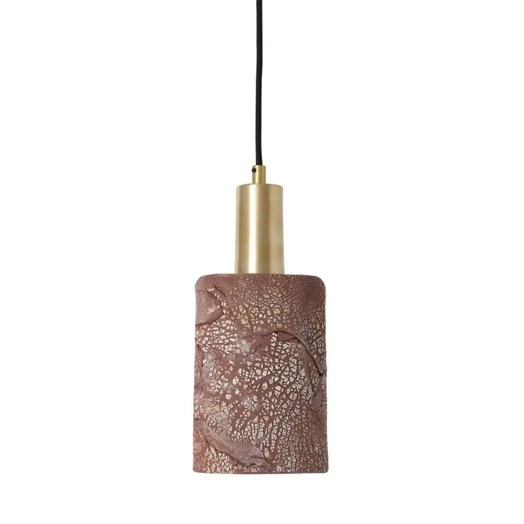 Cylinder Pendant Light - Red Iron, Ceramic