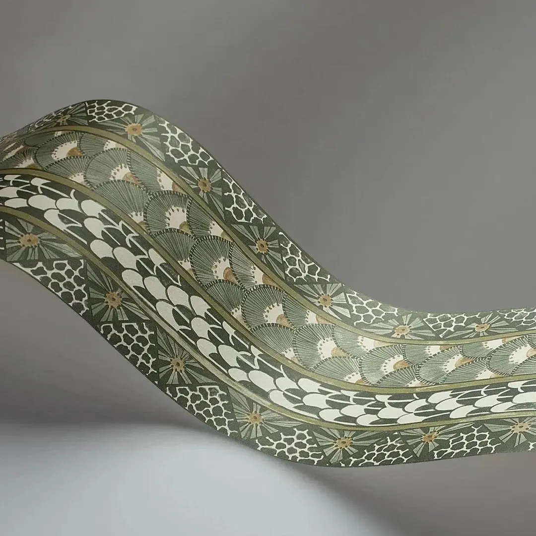 Decorative Border Wallpaper - Soft Olive