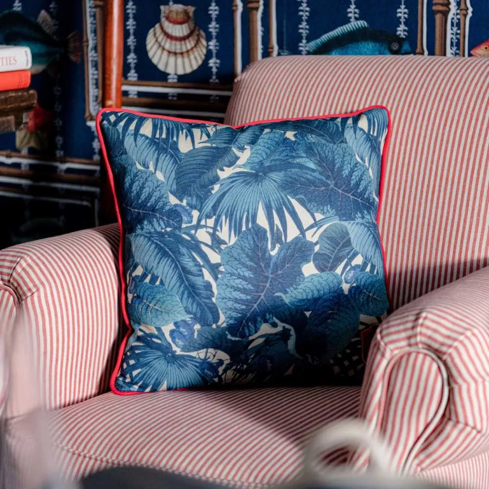 Decorative Cushion Botanical Print - Indigo