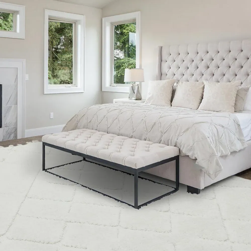 Deep Pile Rug Diamond Pattern - Cream image