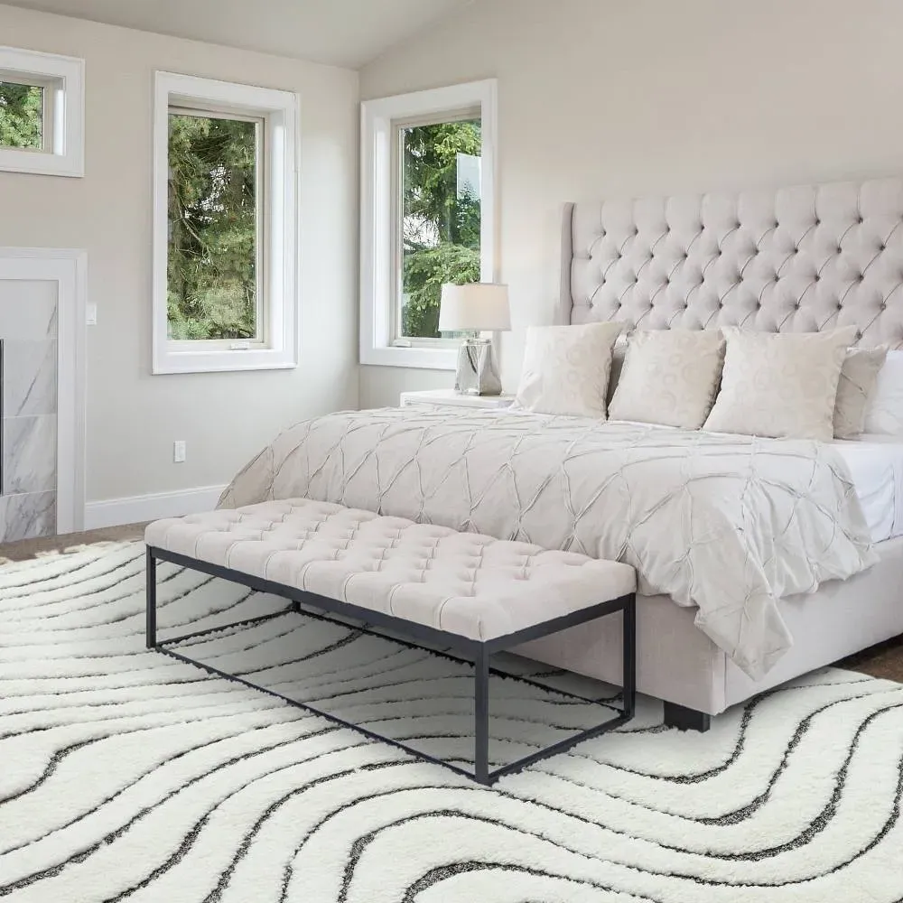 Deep Pile Rug Wave Pattern - Grey