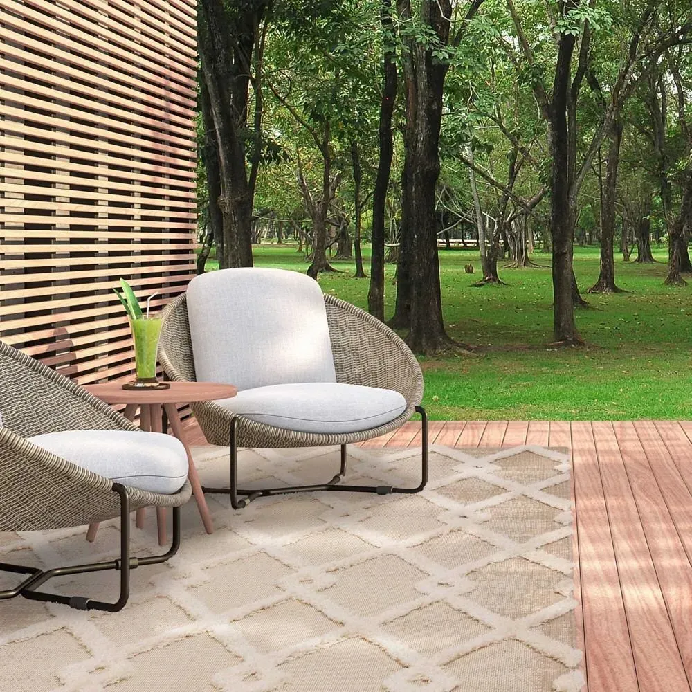 Diamond Print Indoor/Outdoor Rug - Natural Cream image
