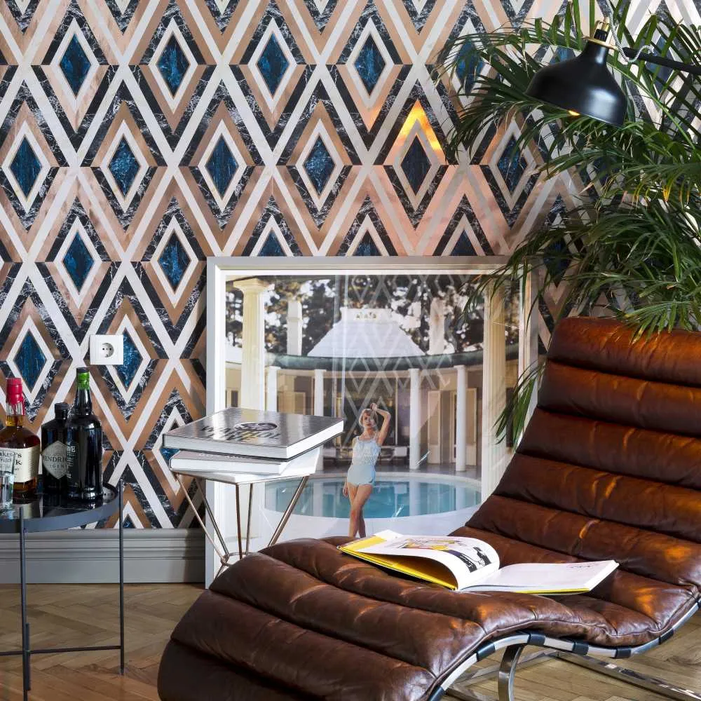 Diamonds Geometric Wallpaper - Copper, Metallic