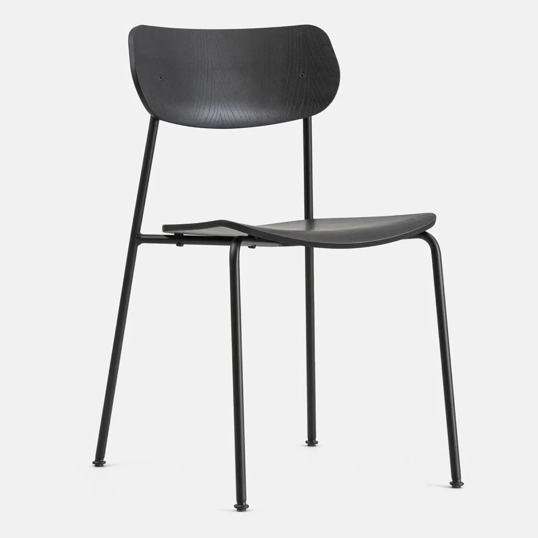Dining Chair with Steel Frame - Black, Oak
