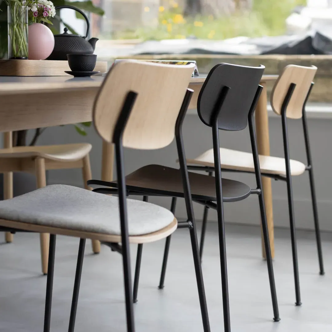 Dining Chair with Steel Frame - Black, Oak
