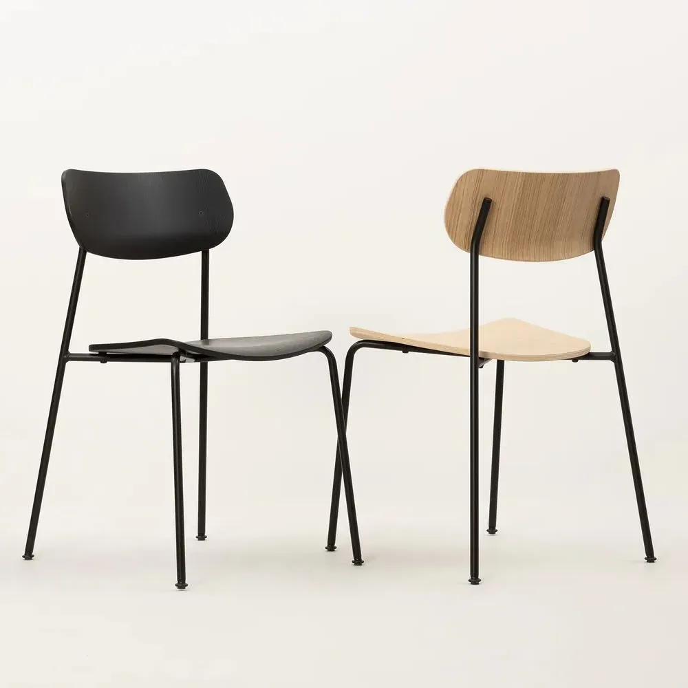 Dining Chair with Steel Frame - Black, Oak
