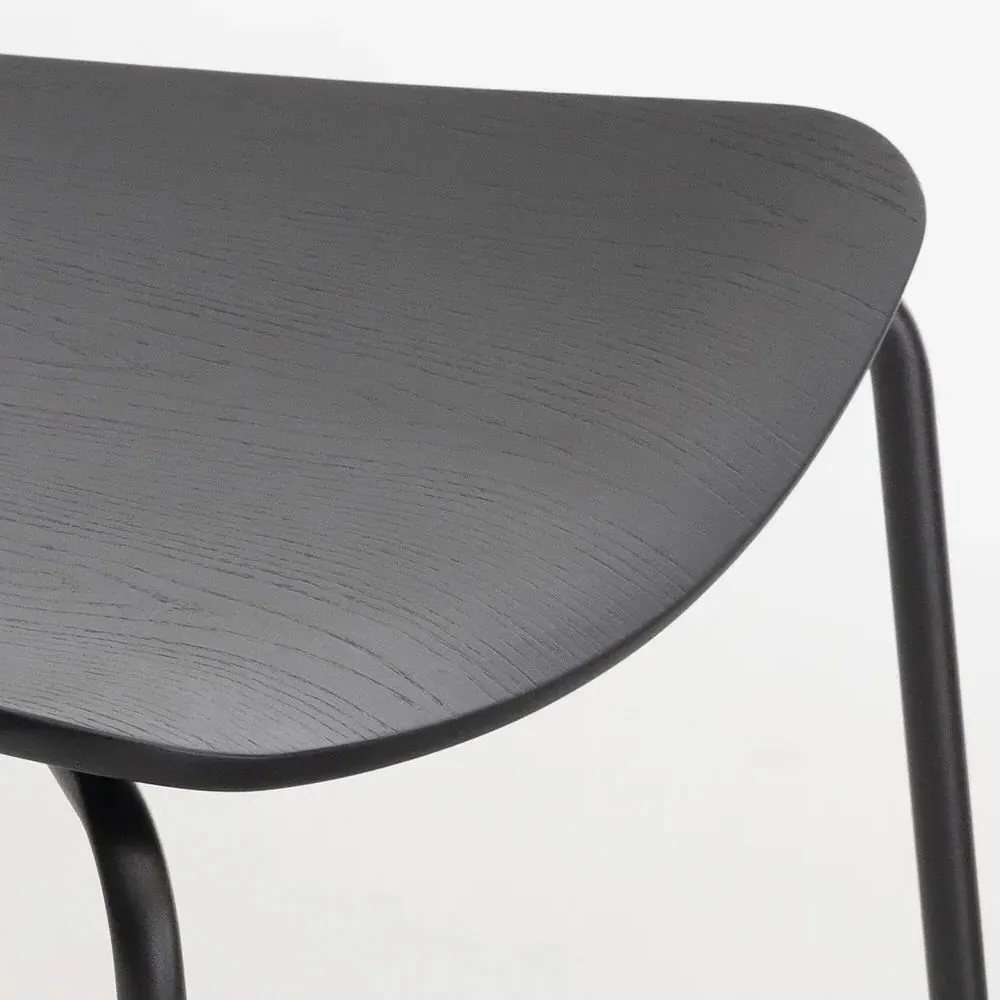 Dining Chair with Steel Frame - Black, Oak