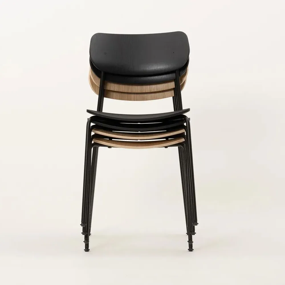 Dining Chair with Steel Frame - Black, Oak