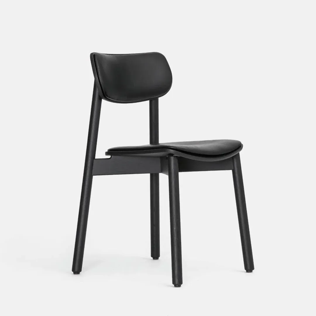 Dining Chair with Upholstery - Black, Leather