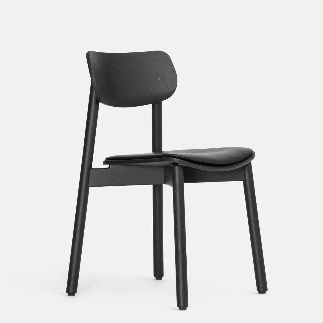 Dining Chair with Upholstery - Black, Leather